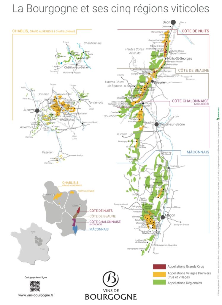 Carte des 5 régions viticoles